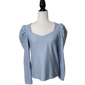 Nine West Women's Top Medium Pullover Balloon Shoulder Scoop Neck